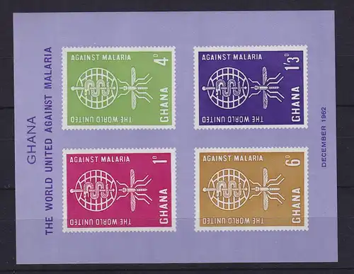 Ghana 1962 Kampf gegen die Malaria-Mücke Mi.-Nr. Block 7 ** / MNH