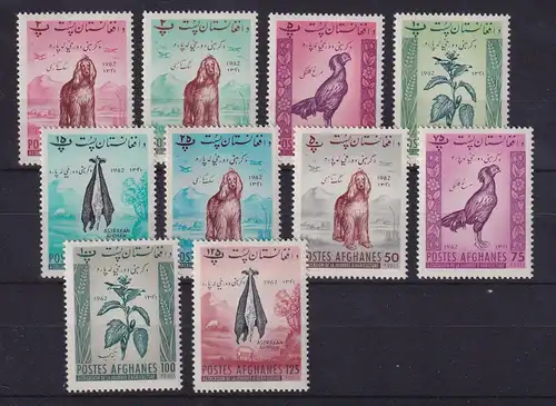 Afghanistan 1962 Tag der Landwirtschaft Pflanzen und Tiere Mi.-Nr. 623-632 A **
