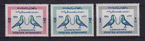 Afghanistan 1964 Frauentag Tauben mit Halskette Mi.-Nr. 935-937 postfrisch **