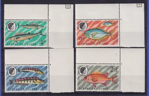 Ascension Island 1969 Fische Mi.-Nr. 130-133 Eckrandstücke OR postfrisch **
