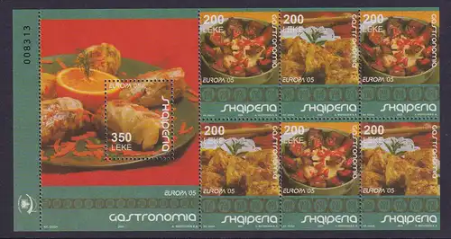 Albanien 2005 EUROPA '05 Gastronomie Heftchenblatt Mi.-Nr. HBL 9 postfrisch **