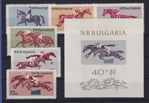 Bulgarien 1965 Pferdesport  Mi.-Nr. 1571-1576 und Block 16 postfrisch **