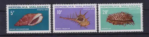 Madagaskar 1970 Meeresschnecken und Schwamm Mi.-Nr. 618-620 postfrisch **