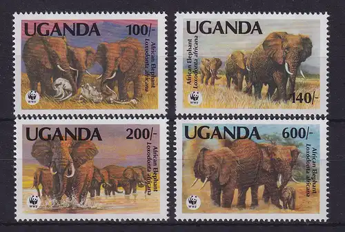 Uganda 1991 Afrikanische Elefanten Mi.-Nr. 960-963 postfrisch **