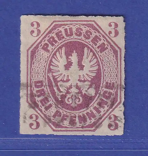 Altdeutschland Preußen Adler 3 Pfg graulila Mi.-Nr. 19 a gestempelt