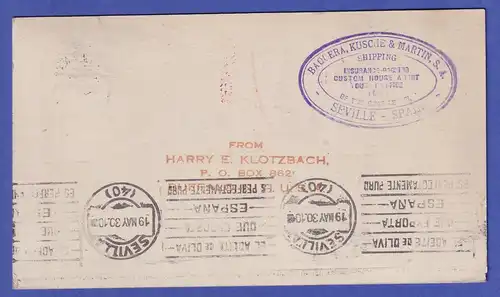 Dt. Reich Zeppelin Südamerikafahrt 1930 Karte bis Sevilla EF 1 Mark Mi.-Nr. 382 