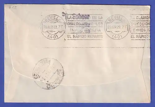 Dt. Reich Zeppelin Mittelmeerfahrt 1929 Brief n. Madrid EF 2 Mark Mi.-Nr. 383