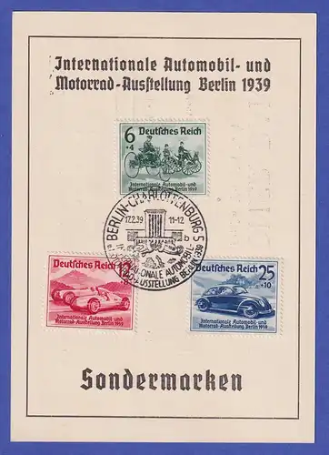 Dt. Reich Automobil- und Motorrad-Ausstellung Mi.-Nr. 686-88 auf Sonderkarte