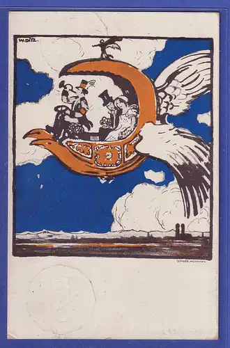 Bayern Flugpostkarte Ganzsache SFP1/02 1912 gel. nach München, Briefträger-O