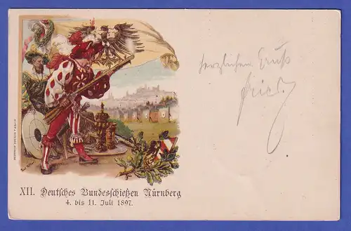 Bayern Privat-Ganzsache XII. Deutsches Bundesschiessen 1897 Frech # PPKC1.01