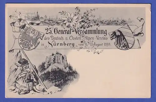 Bayern Privat-Ganzsache 25. Versammlung d. Alpen-Vereins 1898 Frech # PP15C801 *