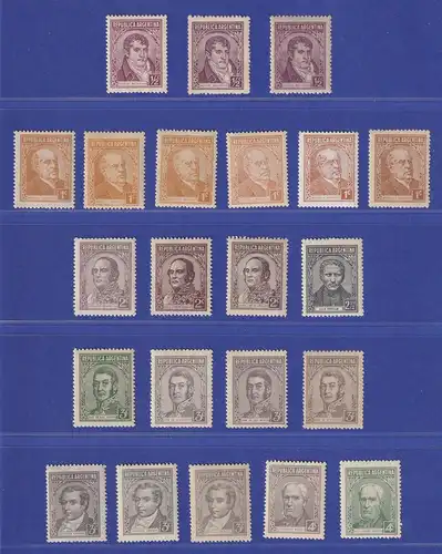 Argentinien 1939-46 Persönlichk. Mi.-Nr. 399-418 SPEZIALISTEN-Lot meist **