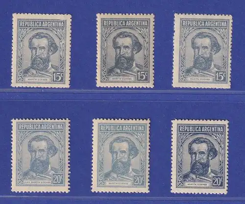 Argentinien 1939-46 Persönlichk. Mi.-Nr. 399-418 SPEZIALISTEN-Lot meist **