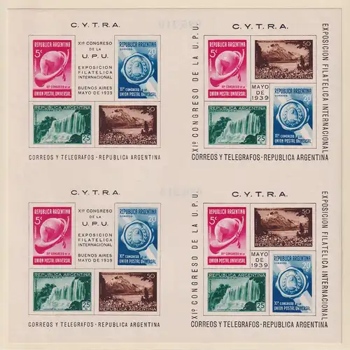 Argentinien 1939 C.Y.T.R.A.  Mi.-Nr. Block 2 und 3  Bogen aus 2 Blocks ** / MNH 