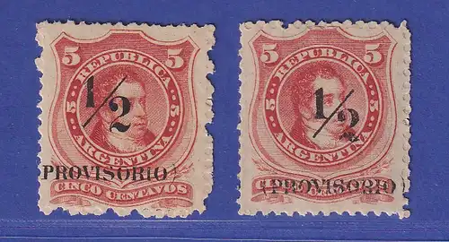Argentinien 1882 Freimarken mit Aufdruck Mi.-Nr. 38 I und II postfrisch **