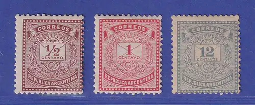 Argentinien 1882 Brief und Posthorn Mi.-Nr. 39-41 C ungebraucht *