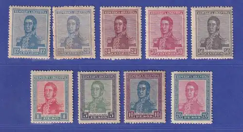 Argentinien 1917 San Martin Mi.-Nr. 209-217 kpl Satz ungebraucht * MLH 