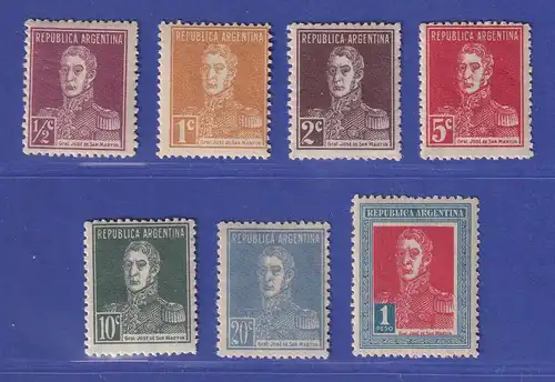 Argentinien 1927-30 San Martin Mi.-Nr. 306-312 postfrisch ** bzw. ungebraucht *