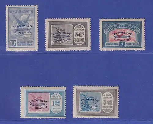 Argentinien 1930 Flugpostmarken Zeppelin Mi.-Nr. 337-341 postfrisch ** / MNH 