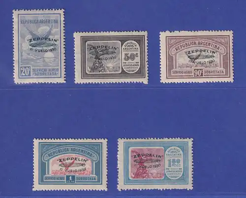 Argentinien 1930 Flugpostmarken Zeppelin Mi.-Nr. 342-346 postfrisch ** / MNH 