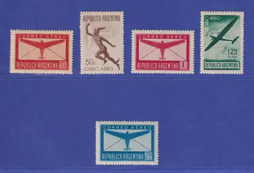 Argentinien 1940 Flugpostmarken Mi.-Nr. 456-460 postfrisch ** / *