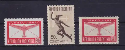 Argentinien 1942-51 Flugpostmarken Mi.-Nr. 469-471 postfrisch ** / MNH 