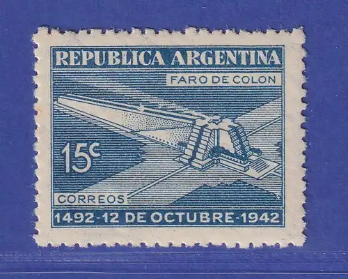 Argentinien 1942 Columbus-Mausoleum Mi.-Nr. 472 X ungebraucht * / MLH 