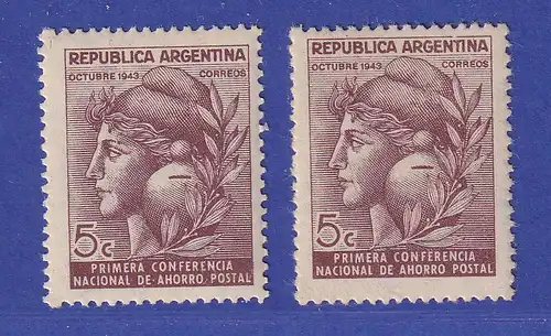 Argentinien 1943 Postsparkassen-Konferenz Mi.-Nr. 479 X / Y postfrisch ** / MNH 