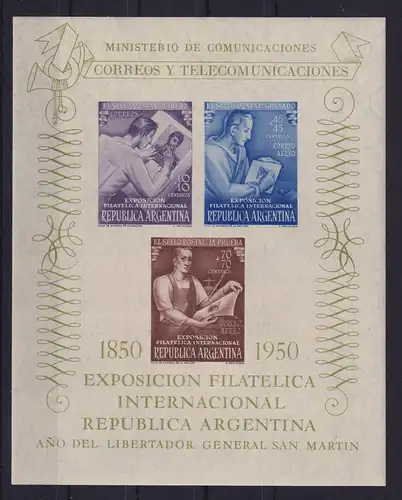 Argentinien 1950 Briefmarkenausstellung Mi.-Nr. Block 10 postfrisch ** / MNH 