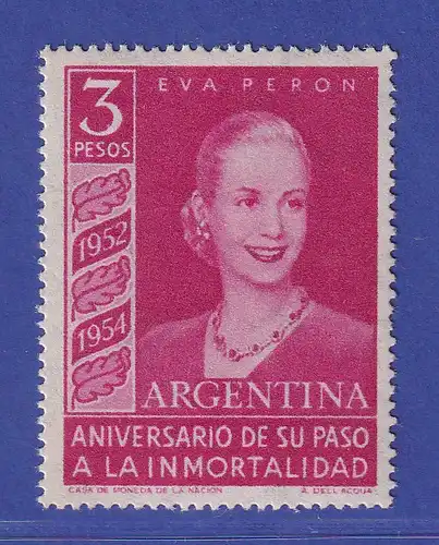 Argentinien 1954 Evita Perón Mi.-Nr. 618 Y postfrisch ** / MNH 