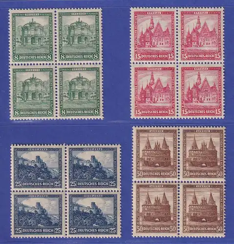 Deutsches Reich 1931 Nothilfe Bauwerke Mi.-Nr. 459-462 Viererblocks **