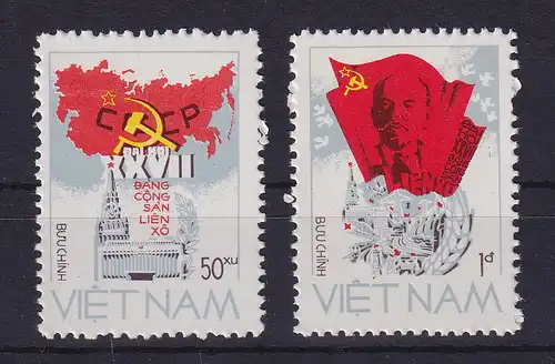 Vietnam 1986 Parteitag der KPdSU Mi.-Nr.1661-1662 postfrisch ohne Gummierung (*)