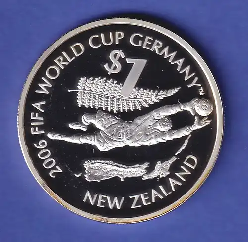 Neuseeland Silbermünze 1 $ Fußball-Weltmeisterschaft 2006 PP