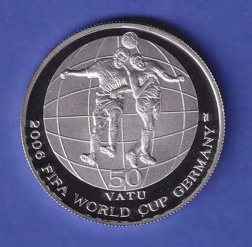 Vanuatu Silbermünze 50 Vatu Fußball-Weltmeisterschaft 2006 PP