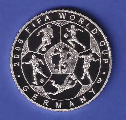 Mongolei Silbermünze 500 Tögrog Fußball-Weltmeisterschaft Spielszenen 2006 PP