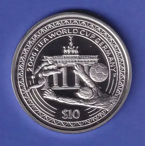 Sierra Leone Silbermünze 10 $ Fußball-Weltmeisterschaft 2006 PP