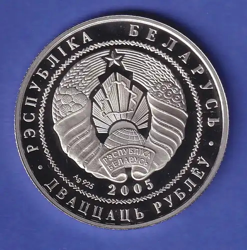 Weißrussland 2005 Silbermünze 20 Rubel Fußball-Weltmeisterschaft 2006 PP