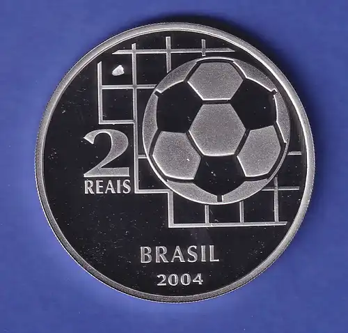 Brasilien 2004 Silbermünze 2 Reais Fußball-Weltmeisterschaft 2006 PP