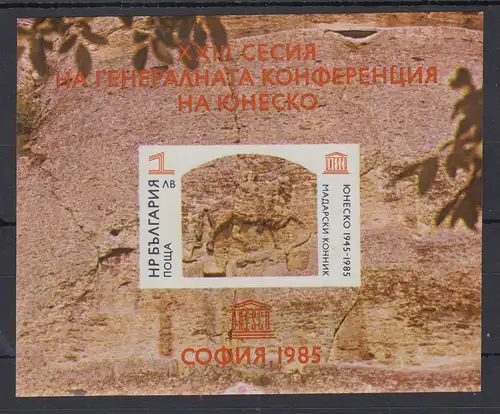 Bulgarien 1985 Felsenrelief Der Reiter von Madara Mi.-Nr. Blocks 156 **