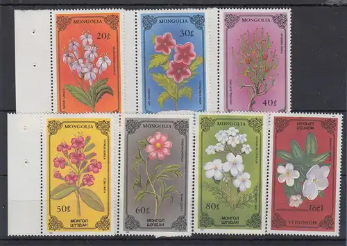 Mongolei 1986 Pflanzen / Blumen kpl. Satz  Mi.-Nr. 1784-90  ** 