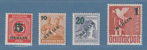Berlin Grünaufdruck-Werte Mi-Nr. 64-67 ** geprüft mit Fotoattest Schlegel