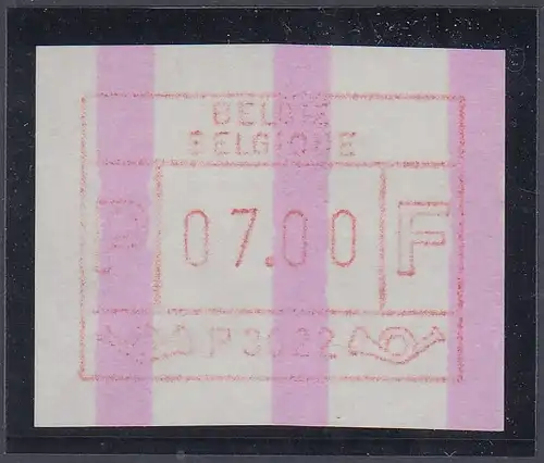 Belgien FRAMA-ATM P3022 Ninove mit ENDSTREIFEN ** Wert 07,00