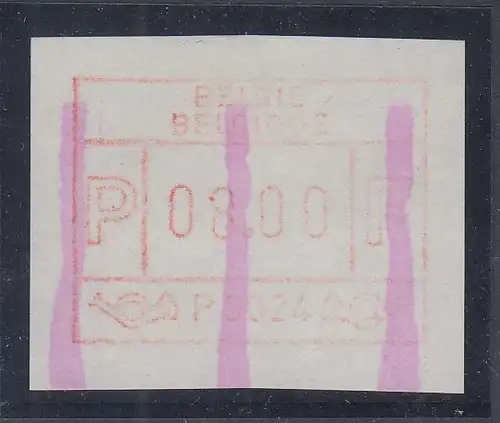 Belgien FRAMA-ATM P3024 Oudenaarde mit ENDSTREIFEN-Ende ** Wert 08,00