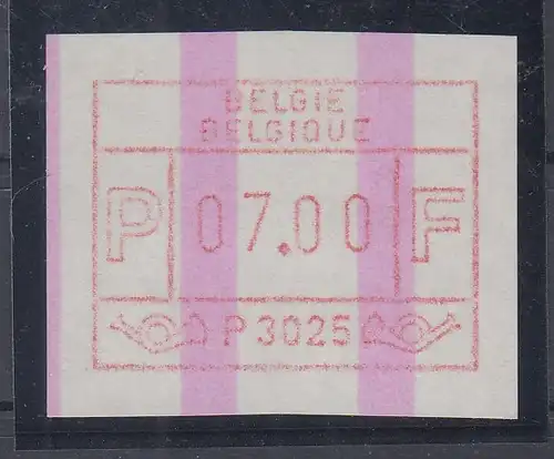 Belgien FRAMA-ATM P3025 Roeselare mit ENDSTREIFEN ** Wert 07,00