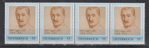 Österreich Meine Marke Albin Egger-Lienz Portrait  Wert 0,55 ** 4er-Streifen