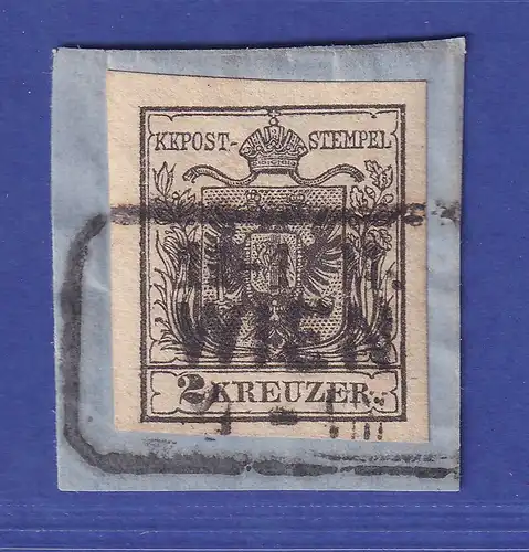 Österreich 1.Ausgabe Handpapier 2 Kreuzer schwarz, Type III schön O WIEN
