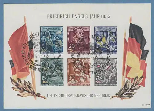 DDR 1955, Blockausgabe Friedrich Engels, Block 13 mit Sonder-O BERLIN C2 gepr.