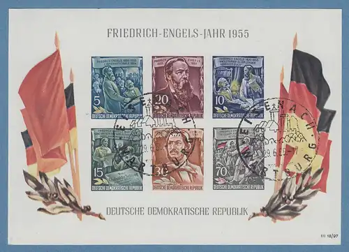 DDR 1955 Blockausgabe Friedrich Engels Block 13 mit So-O EISENACH WARTBURG gepr.
