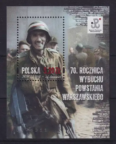 Polen 2014 - 70 Jahre Warschauer Aufstand  Mi.-Nr. Block 229  postfrisch **
