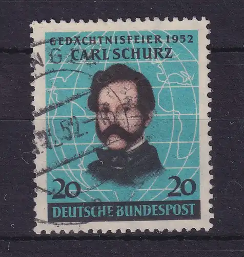 Bundesrepublik 1952 Landung von Carl Schurz in Amerika Mi.-Nr. 155 gestempelt